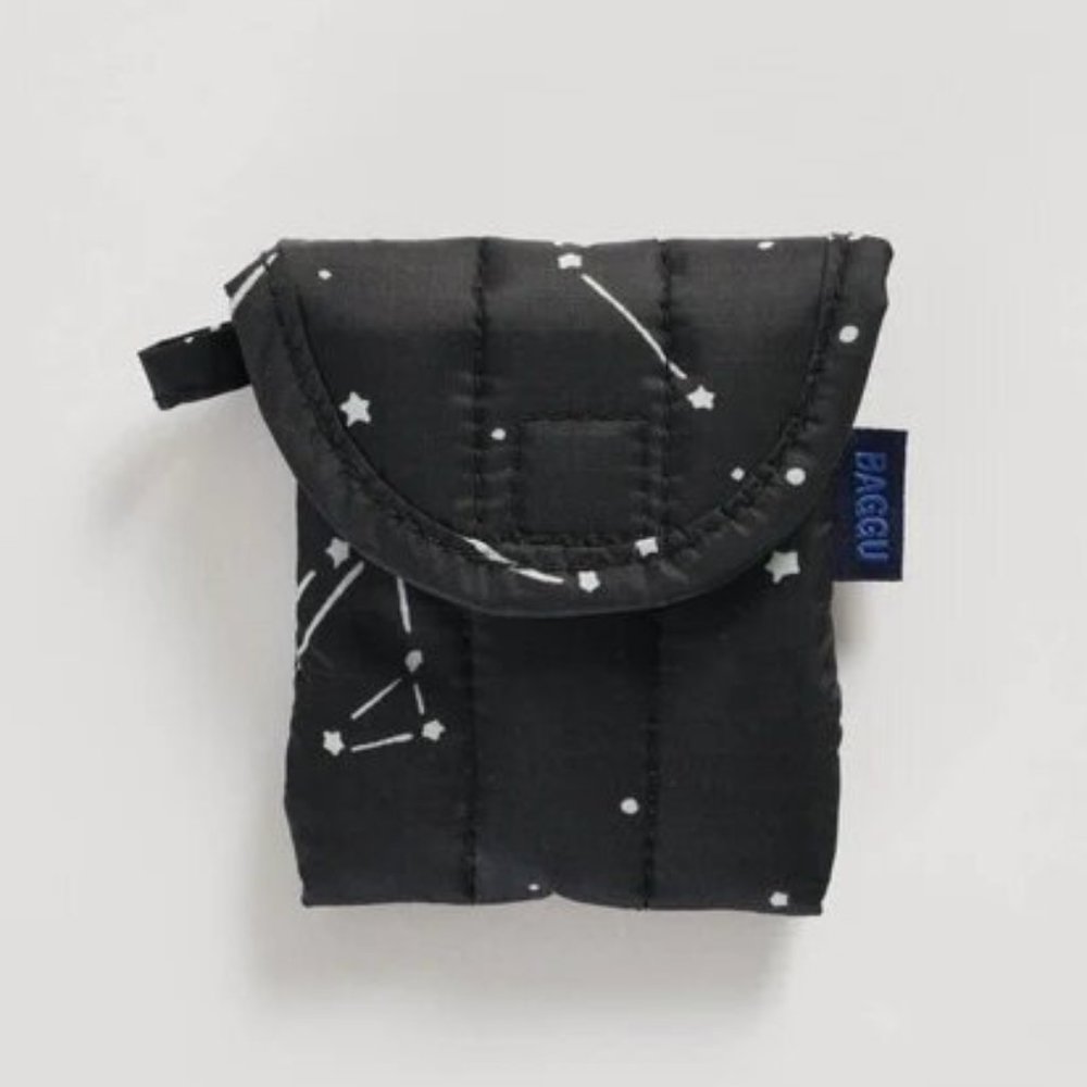 NWT BAGGU Puffy Earbuds Case - Black Constellation